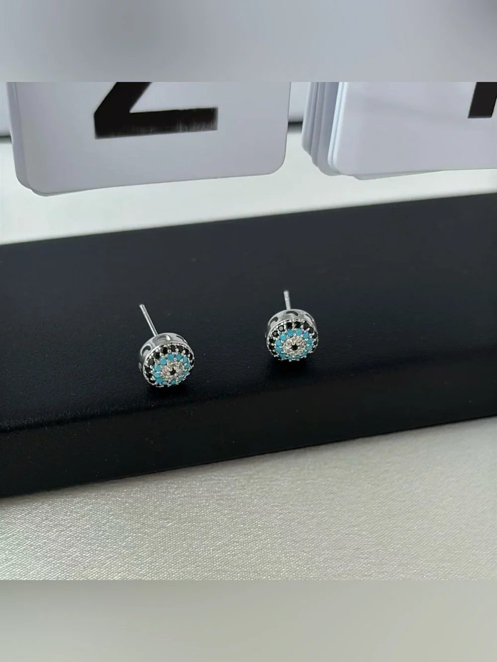8mm Evil Eye Stud Earrings for Men Women Punk Hip Hop Streetwear Unisex Style